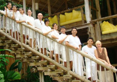 Some of the recent butler graduates at Six Senses Kiri, Thailand