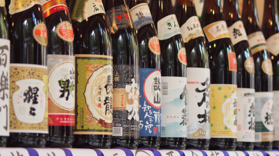 Sake bottles, photo by Coniferconifer